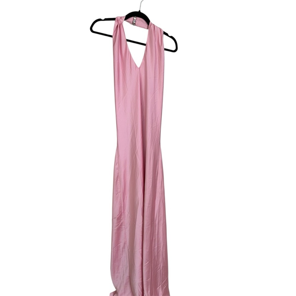 Show me your MuMu Women’s Pink Jasmine Halter V-Neck Maxi Dress Sz M NWOT - Picture 1 of 7